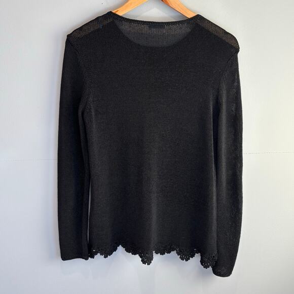 J. McLaughlin Black Textured Open Knit Sweater - size Medium - Picture 6 of 6